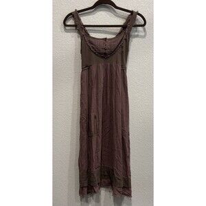 MurMur Chocolate Brown Raw Edge Hem Midi Sleeveless Dress Women’s S